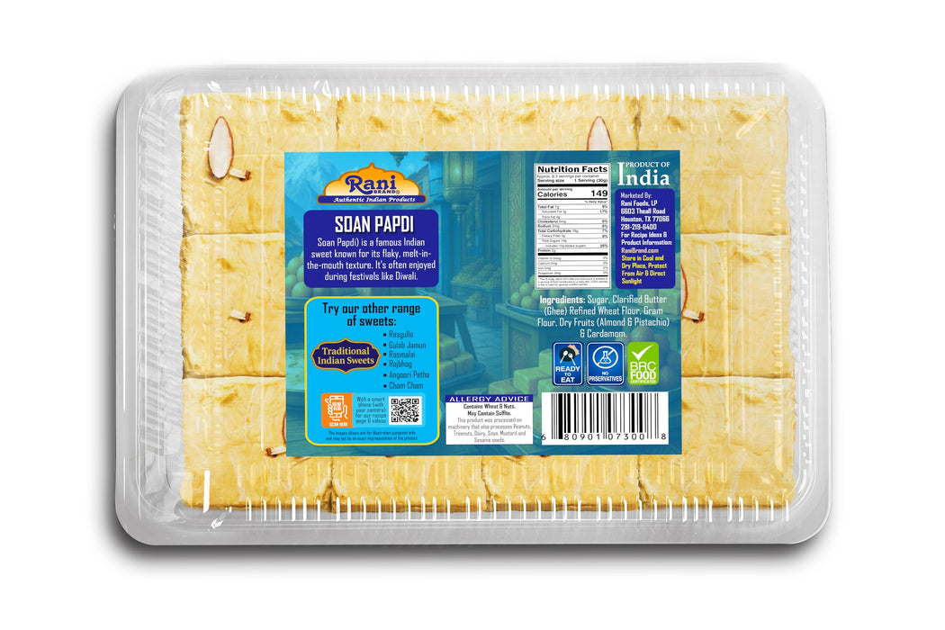 Rani Soan Papdi 8.7oz (250g) PET Jar, Pack of 6, Traditional Indian Sweets, Ready to eat ~ All Natural | Non-GMO | Kosher | Indian Origin