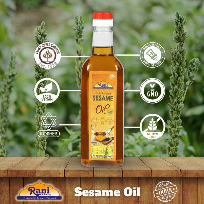 Rani Sesame Oil 16.9 Ounce (500ml) Cold Pressed | 100% Natural | NON-GMO | Kosher |  Vegan | Gluten Free