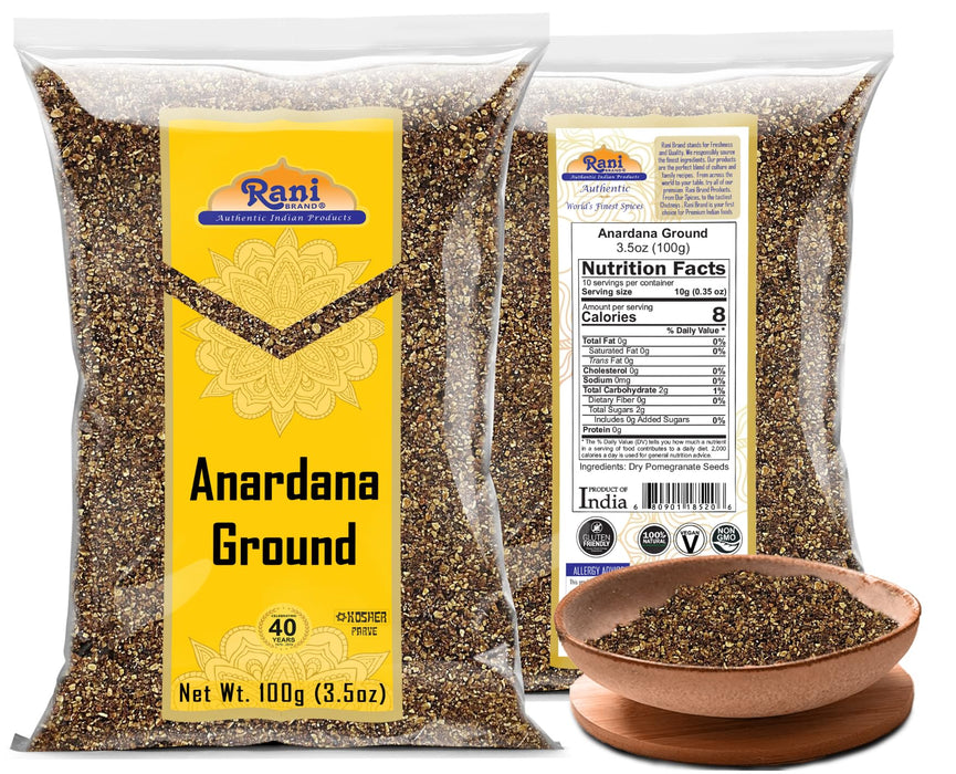 Rani Anardana (Pomegranate) Ground Powder Indian Spice 3.5oz (100g)~ All Natural | No Color | Gluten Friendly | Kosher | Vegan | No Salt or fillers