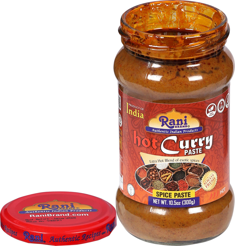 Rani Curry Paste HOT (Spice Paste) 10.5oz (300g) Glass Jar ~ No Colors | All Natural | NON-GMO | Kosher | Vegan | Gluten Free | Indian Origin