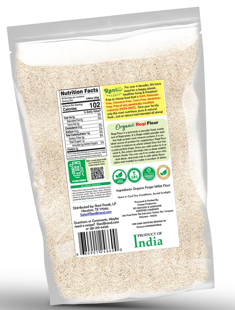 Rani Organic Ragi (Red Millet) Flour 32oz (2lbs) 908g ~ All Natural | Vegan | Gluten Friendly | NON-GMO | Kosher | Indian Origin | USDA Certified Organic
