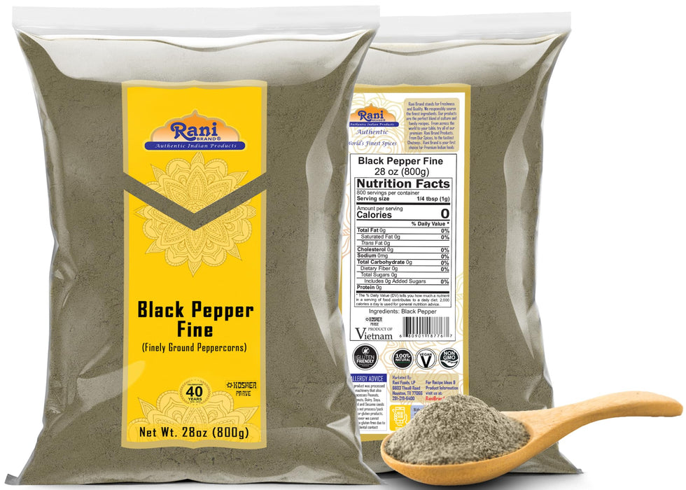 Rani Black Pepper Fine Powder 80 Mesh, 28oz (1.75lbs) 800g ~ All Natural | Vegan | Gluten Friendly | NON-GMO | Kosher