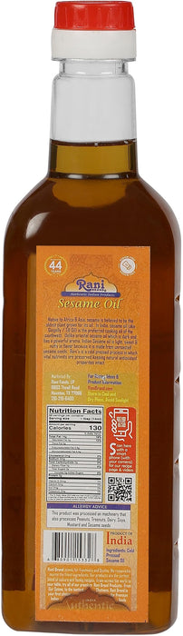 Rani Sesame Oil 16.9 Ounce (500ml) Cold Pressed | 100% Natural | NON-GMO | Kosher |  Vegan | Gluten Free
