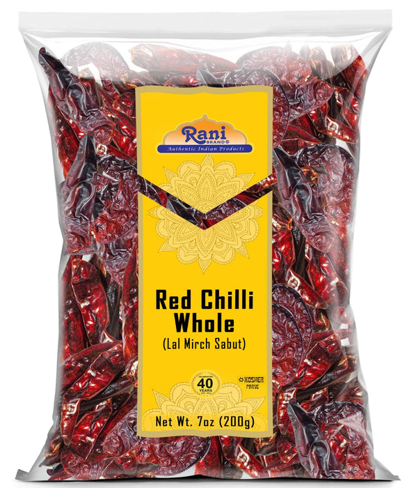 Rani Chilli Whole Indian 7oz (200gm) ~ All Natural | Vegan | No Colors | Gluten Friendly | NON-GMO | Kosher