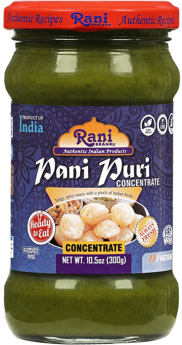 Rani Pani Puri Concentrate (Sweet & Spicy to Make Pani Water / Spicy Water) 10.5oz (300g) Glass Jar, Ready to Eat, Pack of 5+1 FREE ~ Vegan