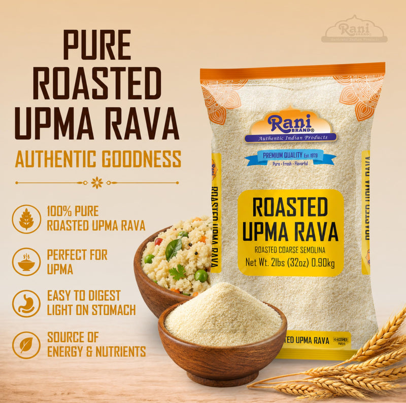 Rani Roasted Upma Rava 32oz (2lbs) 908g ~ All Natural | Vegan | NON-GMO | Kosher | Indian Origin
