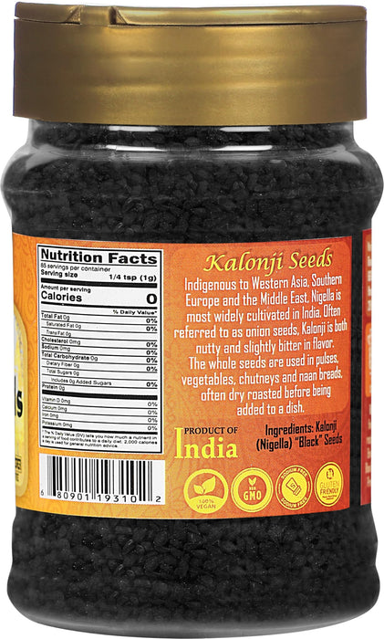 Rani Kalonji (Black Seed, Nigella Sativa, Black Cumin) Seeds 3oz (85g) PET Jar ~ All Natural | Gluten Friendly | NON-GMO | Kosher | Vegan | Indian Origin