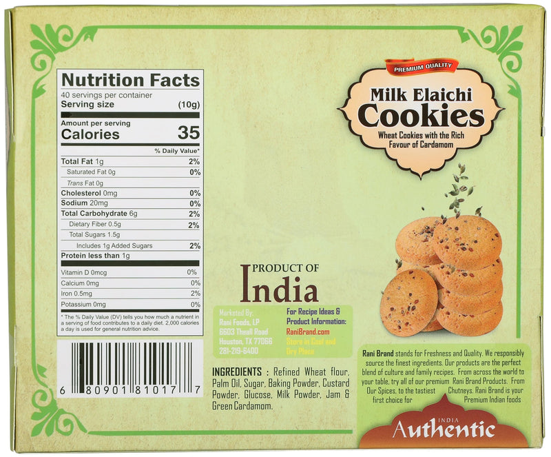 Rani Milk Elaichi Cookies (Wheat Cookies with Almond Flavor) 14oz (400g) Pack of 3+1 FREE, Premium Quality Indian Cookies ~ All Natural | Vegan | Non-GMO | Indian Origin