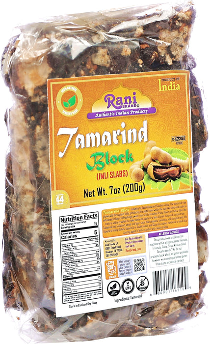 Rani Tamarind Block (Imli Slab) 7oz (200g), Pack of 3 ~ All Natural | No added sugar | Vegan | Gluten Friendly | NON-GMO | Kosher | Indian Origin
