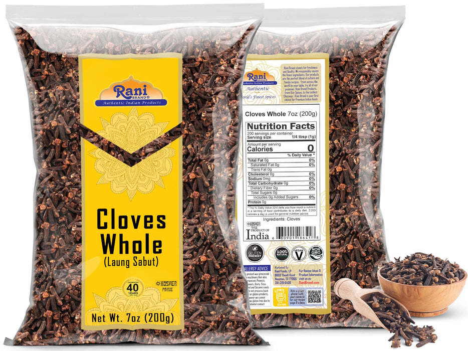Rani Cloves Whole (Laung) 7oz (200g) Great for Food, Tea, Pomander Balls and Potpourri, Hand Selected, Spice ~ All Natural | NON-GMO | Kosher | Vegan