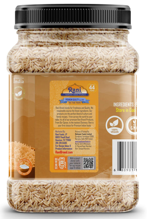 Rani Brown Basmati Rice Extra Long Aged 32oz (2lbs) 908g PET Jar ~ All Natural | Gluten Friendly | Vegan | Indian Origin | Kosher | Export Quality