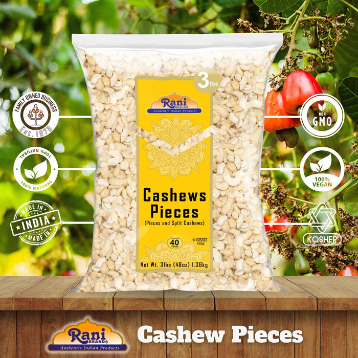 Rani Raw Cashews Halves and Pieces (uncooked, unsalted) 48oz (3lbs) 1.36kg Bulk ~ All Natural, No Preservatives | Vegan | NON-GMO | Kosher | Gluten Friendly