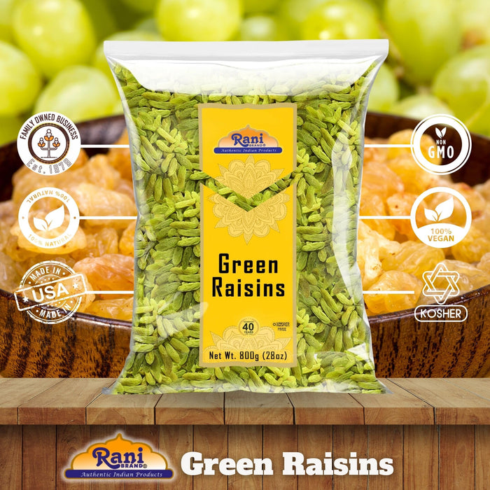 Rani Green Raisins 28oz (800g) ~ All Natural | Gluten Friendly | Non-GMO | Kosher | Vegan | Product of USA