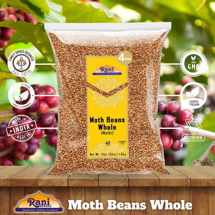 Rani Moth Beans Whole 64oz (4lbs) 1.81kg Bulk ~ All Natural | Gluten Friendly | Non-GMO | Kosher | Vegan | Indian Origin