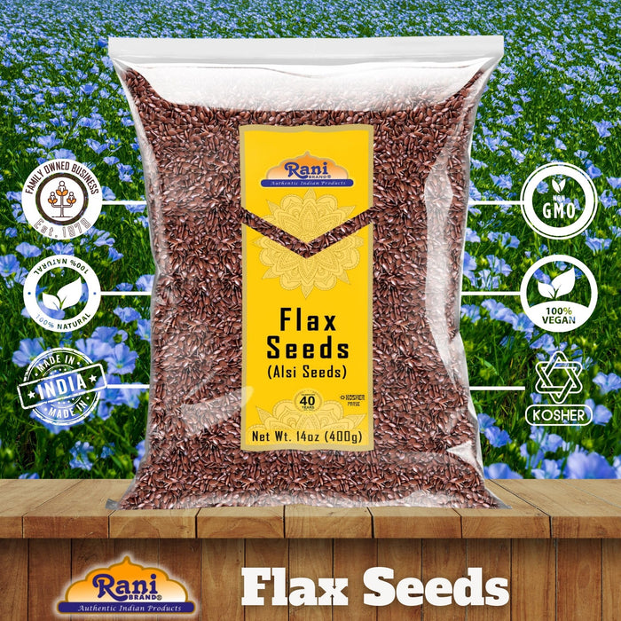 Rani Flax Seeds Whole Raw (Alsi, Linum usitatissimum) 14oz (400g) All Natural ~ Gluten Friendly  | NON-GMO | Kosher | Vegan | Indian Origin