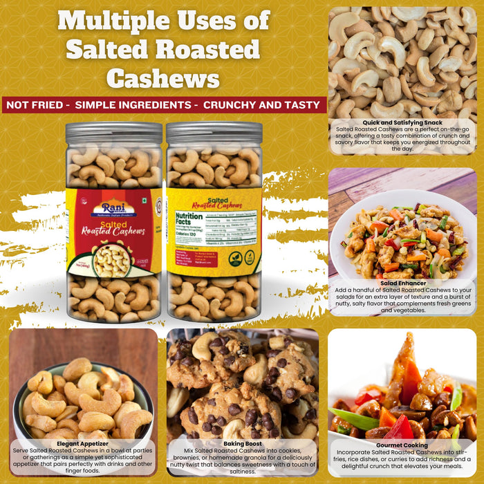 Rani Salted Roasted Cashews 14oz (400g) PET Jar, Non-Fried, Oil Free ~ All Natural | Vegan | Gluten Friendly | NON-GMO | Kosher | Air Roasted, Crunchy & Flavorful