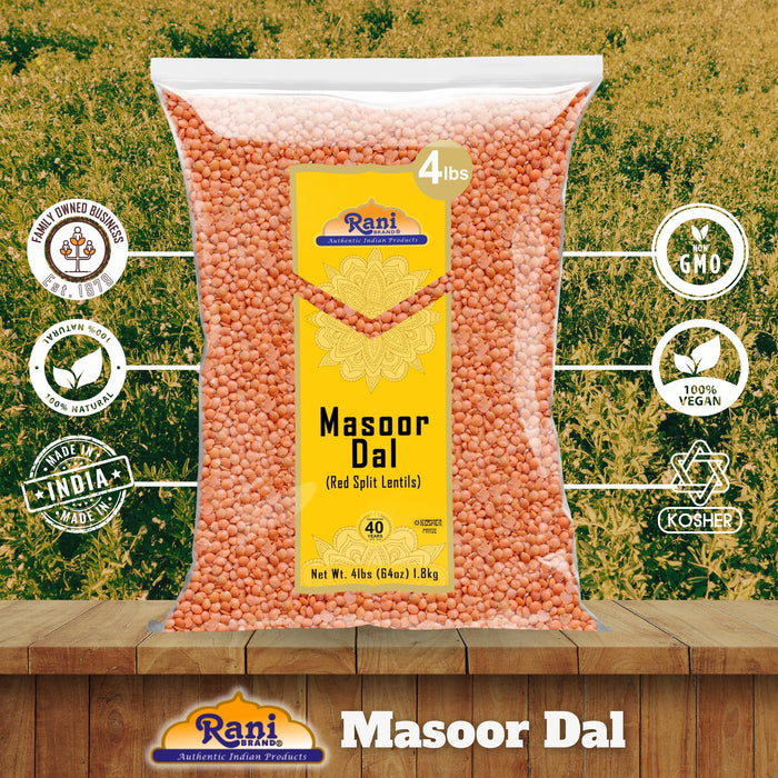 Rani Masoor Dal (Indian Red Lentils) Split Gram, 64oz (4lbs) 1.81kg ~ All Natural | Gluten Friendly | NON-GMO | Kosher | Vegan | Indian Origin