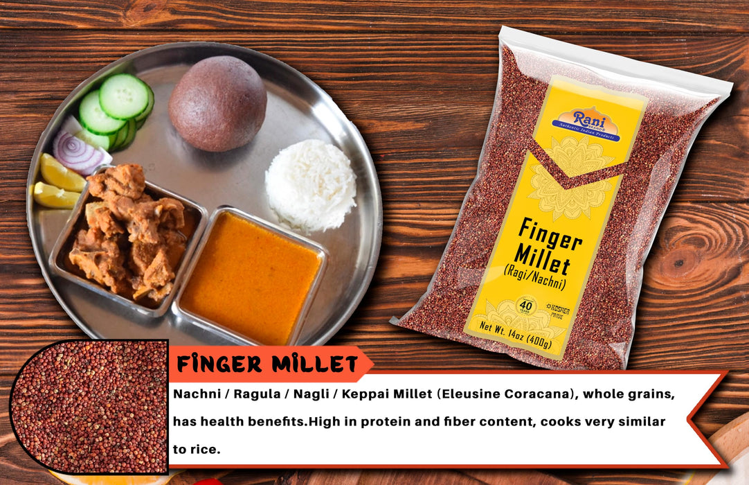 Rani Ragi Finger Millet (Eleusine Coracana) Whole Ancient Grain Seeds 14oz (400g) ~ All Natural | Gluten Friendly | NON-GMO | Kosher | Vegan | Indian Origin