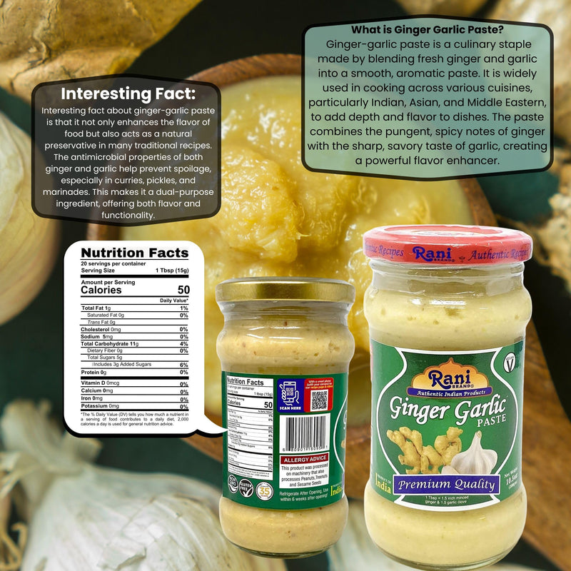 Rani Ginger-Garlic Cooking Paste 10.58oz (300g) ~ Pack of 6 ~ Vegan | Glass Jar | Gluten Free | NON-GMO | No Colors | Indian Origin