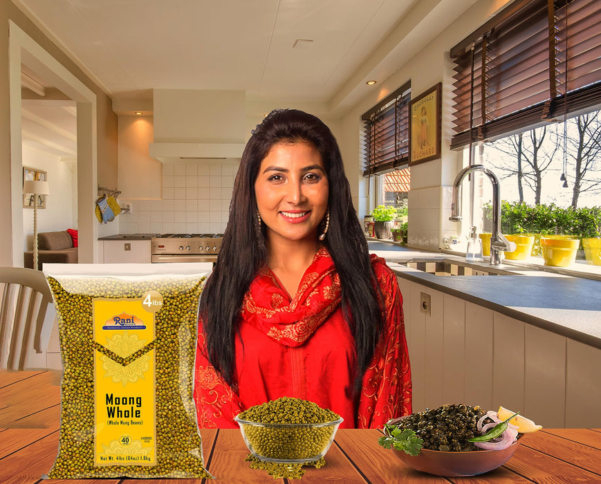 Rani Moong Whole (Whole Mung Beans with skin) Indian Lentils, 64oz (4lbs) 1.81kg ~ All Natural | NON-GMO | Kosher | Vegan | Indian Origin