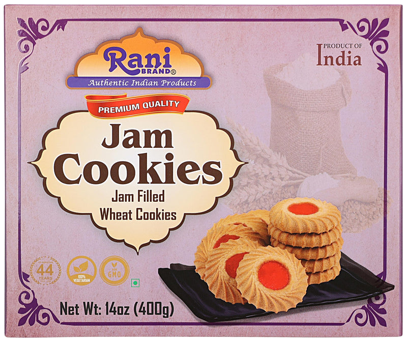 Rani Jam Cookies (Jam Filled Wheat Cookies) 14oz (400g) Pack of 3+1 FREE, Premium Quality Indian Cookies ~ Vegan | Non-GMO | Indian Origin