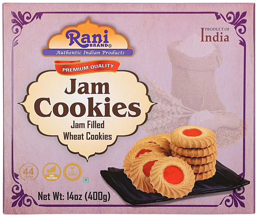 Rani Jam Cookies (Jam Filled Wheat Cookies) 14oz (400g) Pack of 3+1 FREE, Premium Quality Indian Cookies ~ Vegan | Non-GMO | Indian Origin