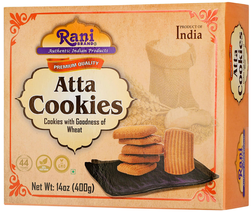 Rani Atta Cookies (Cookies with the Goodness of Wheat) 14oz (400g) Premium Quality Indian Cookies ~ All Natural | Vegan | Non-GMO | Indian Origin