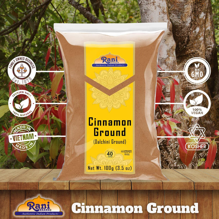 Rani Cinnamon Powder (Ground) Spice 3.5oz (100g) ~ All Natural, Salt-Free | Vegan | No Colors | Gluten Free Ingredients | NON-GMO | Kosher