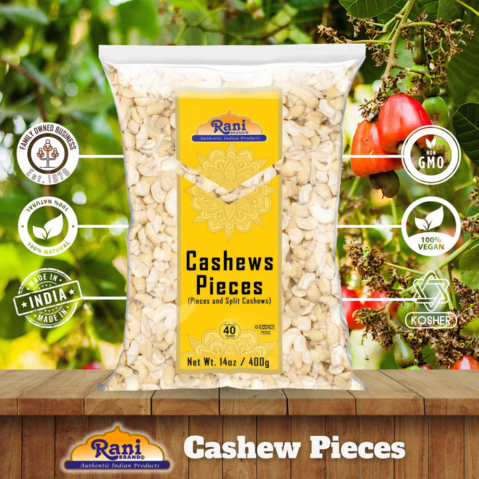 Rani Raw Cashews Halves and Pieces (uncooked, unsalted) 14oz (400g) ~ All Natural, No Preservatives | Vegan | NON-GMO | Kosher | Gluten Friendly