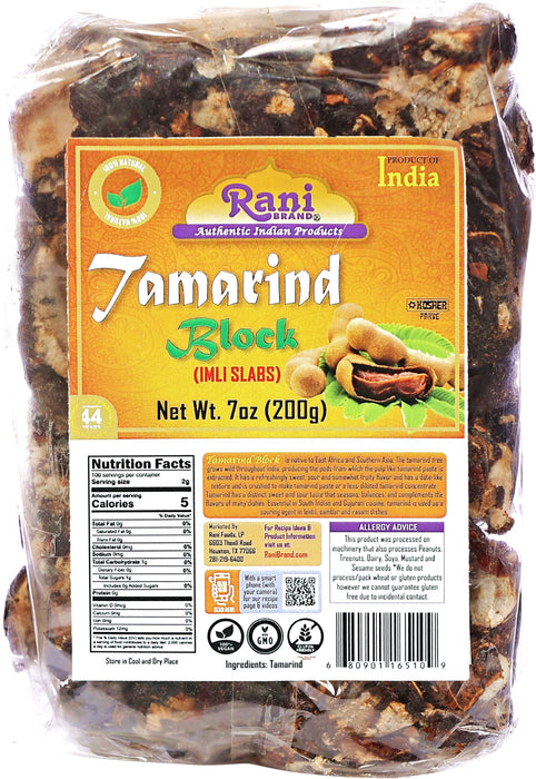 Rani Tamarind Block (Imli Slab) 7oz (200g), Pack of 3 ~ All Natural | No added sugar | Vegan | Gluten Friendly | NON-GMO | Kosher | Indian Origin