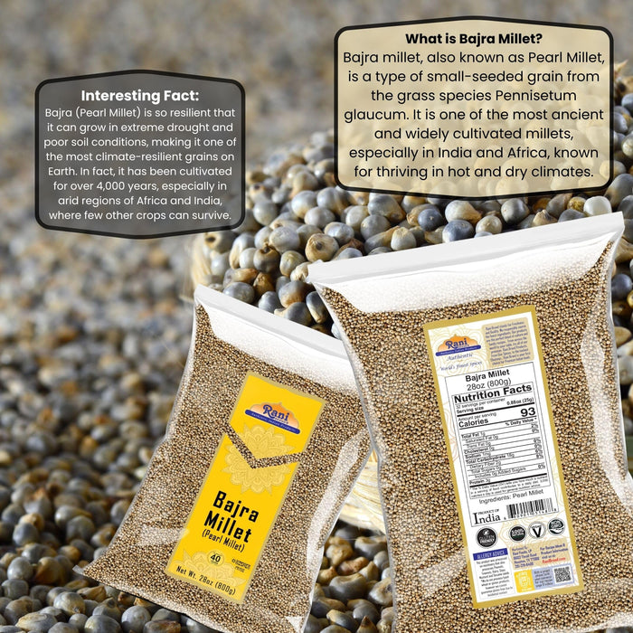 Rani Bajri Millet (Pearl Millet) 28oz (1.75lbs) 800g ~ All Natural | Vegan | Gluten Friendly | NON-GMO | Kosher | Indian Origin