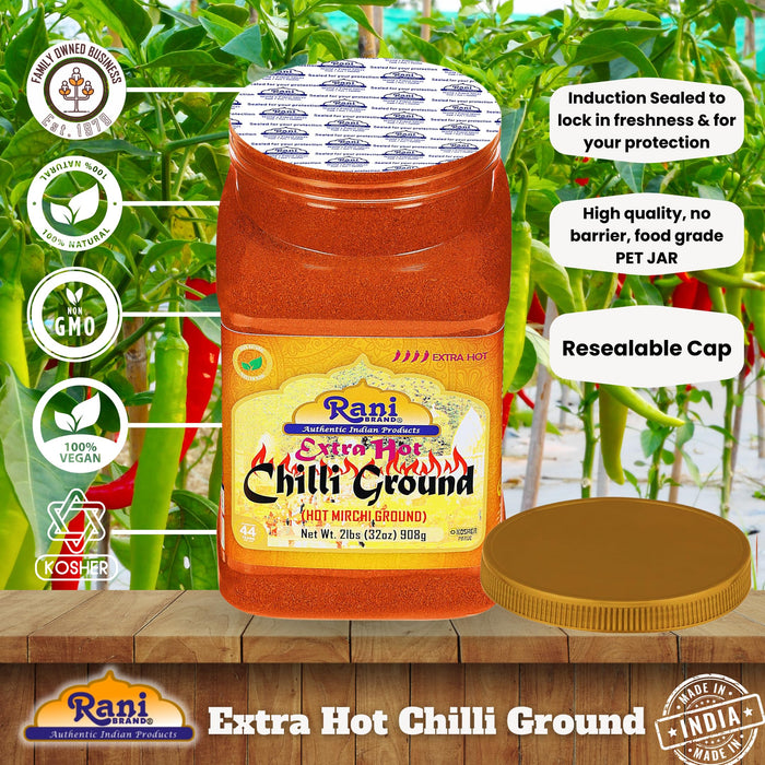 Rani Extra Hot Chilli Powder Indian Spice 32oz (2lbs) 908g PET Jar ~ All Natural | No Color added | Gluten Friendly | Vegan | NON-GMO | Kosher | No Salt or fillers