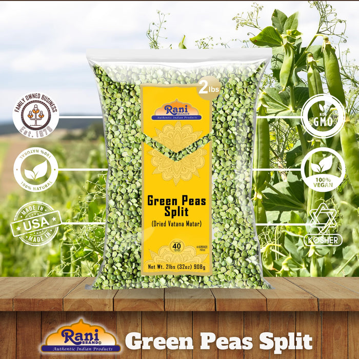 Rani Green Peas Split, Dried (Vatana, Matar) 32oz (2lbs) 907g ~ All Natural | Kosher | Vegan | Gluten Friendly | Product of USA