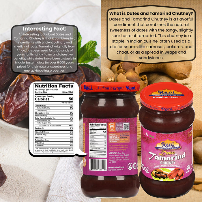 Rani Dates & Tamarind (Imli) Chutney 11.5oz (325g) Glass Jar, Ready to eat, Vegan, Pack of 5+1 FREE ~ Gluten Free | NON-GMO | Kosher | Indian Origin