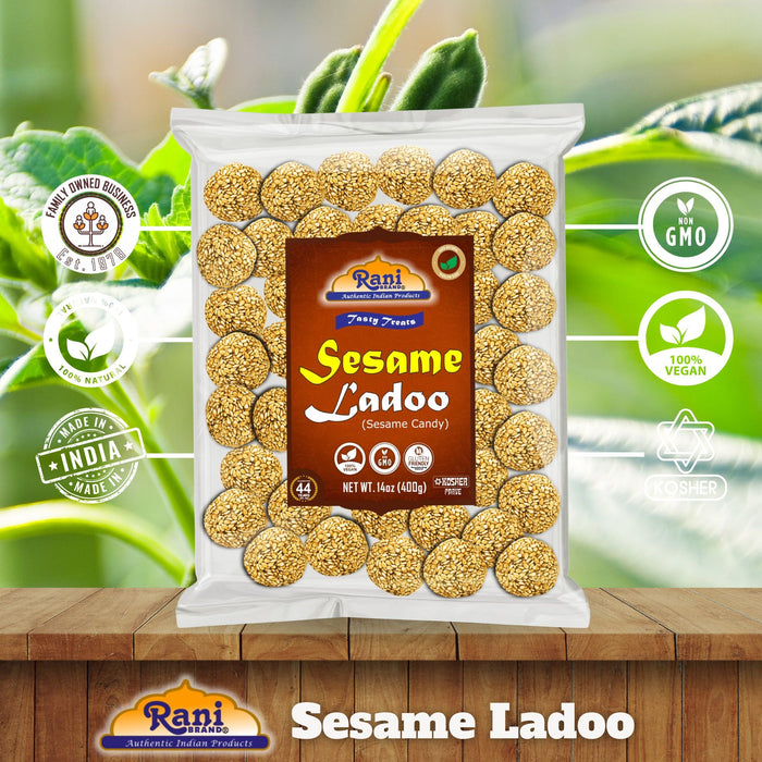 Rani Sesame Ladoo (Round Sesame Brittle Candy) 14oz (400g) ~ All Natural | Vegan | Kosher | No colors | Gluten Friendly | Indian Origin