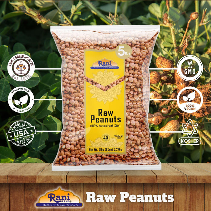 Rani Peanuts, Raw Whole With Skin (uncooked, unsalted) ~ All Natural | Fresh Product of USA ~ Spanish Grade Groundnut / Redskin {9 Sizes Available}