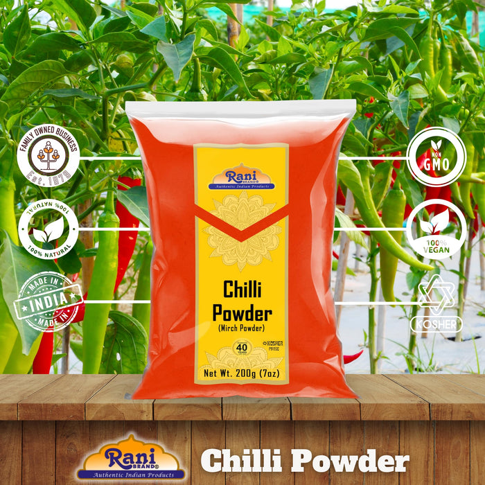 Rani Chilli Powder (Mirchi) Ground Indian Spice 7oz (200g) ~ All Natural, Salt-Free | Vegan | No Colors | Gluten Friendly | NON-GMO | Kosher | Indian Origin