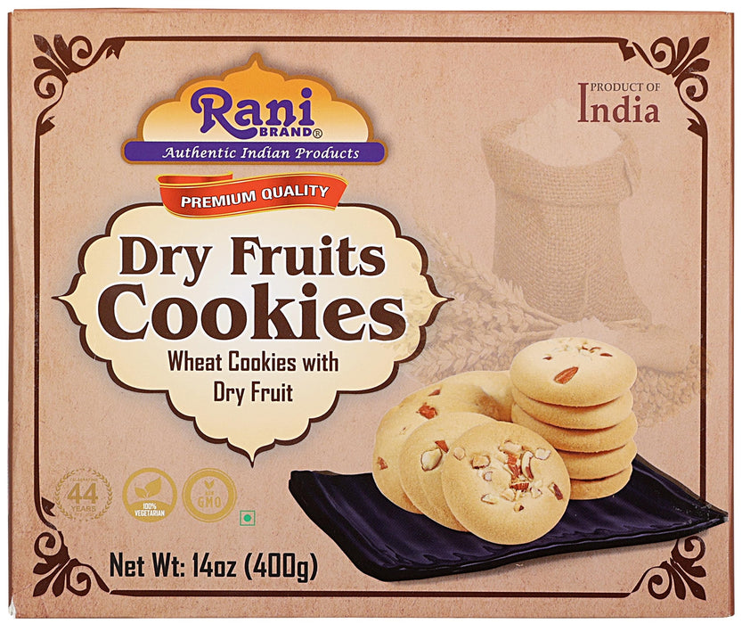 Rani Dry Fruits Cookies (Wheat Cookies with Dry Fruits) 14oz (400g) Pack of 3+1 FREE, Premium Quality Indian Cookies ~ All Natural | Vegan | Non-GMO | Indian Origin