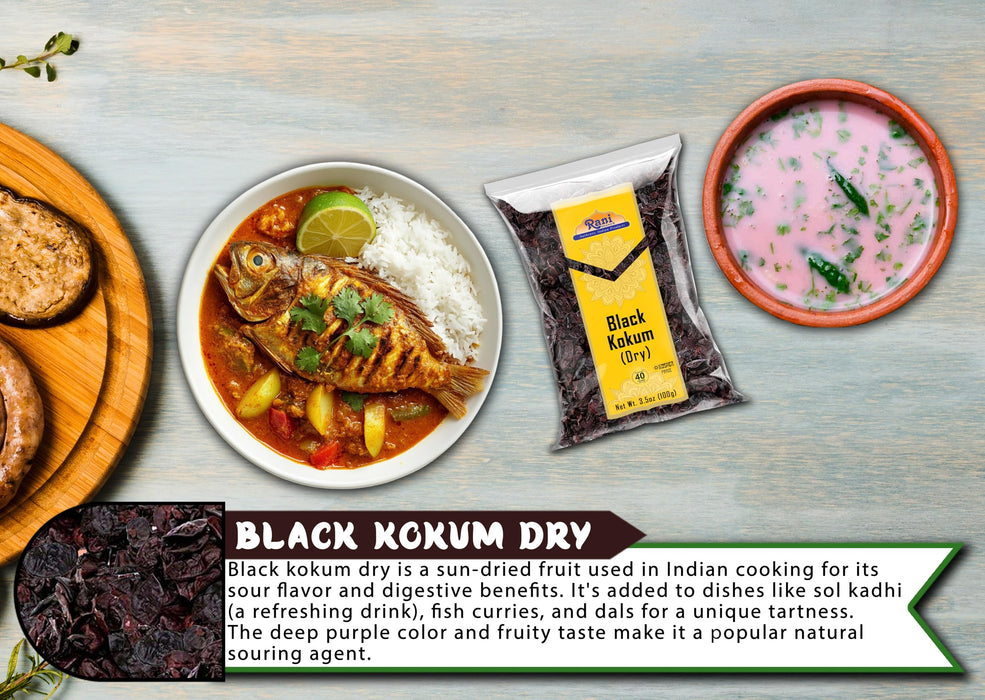 Rani Black Kokum (Dry) Garcinia Indica 3.5oz (100g) ~ All Natural | Gluten Friendly | Vegan | NON-GMO | Kosher | No Salt or fillers | Indian Origin