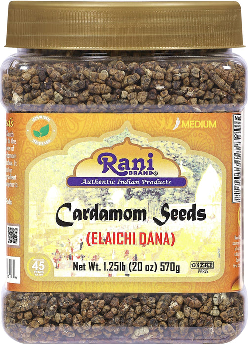 Rani Cardamom (Elachi) Decorticated Seeds Indian Spice 20oz (1.25lbs) 571g PET Jar ~ All Natural | Vegan | Gluten Friendly | NON-GMO | Kosher | Indian Origin