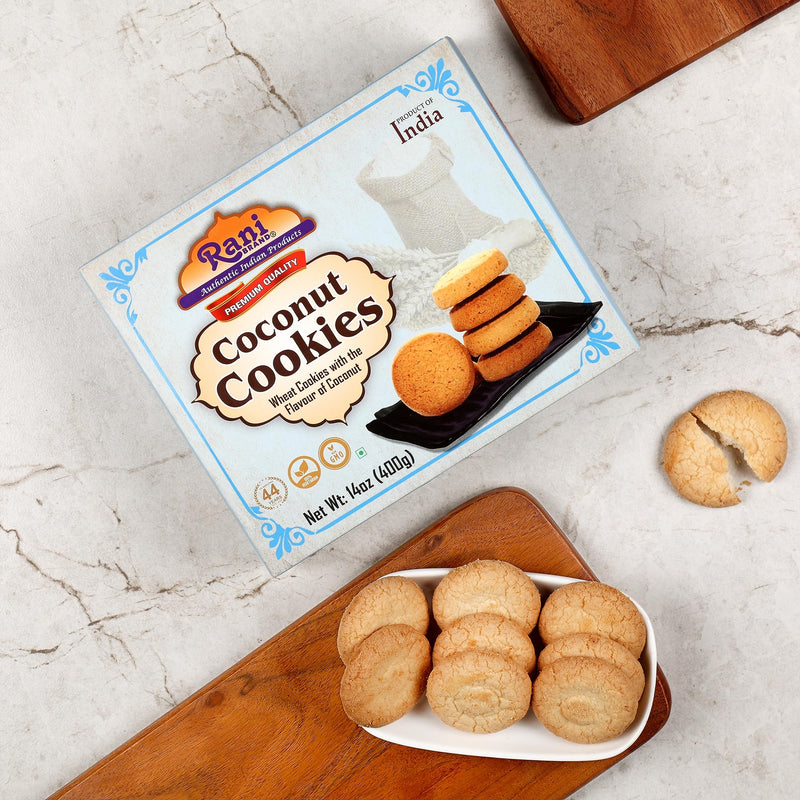 Rani Coconut Cookies (Wheat Cookies with the Flavor of Coconut) 14oz (400g) Pack of 3+1 FREE, Premium Quality Indian Cookies ~ Vegan | Non-GMO | Indian Origin