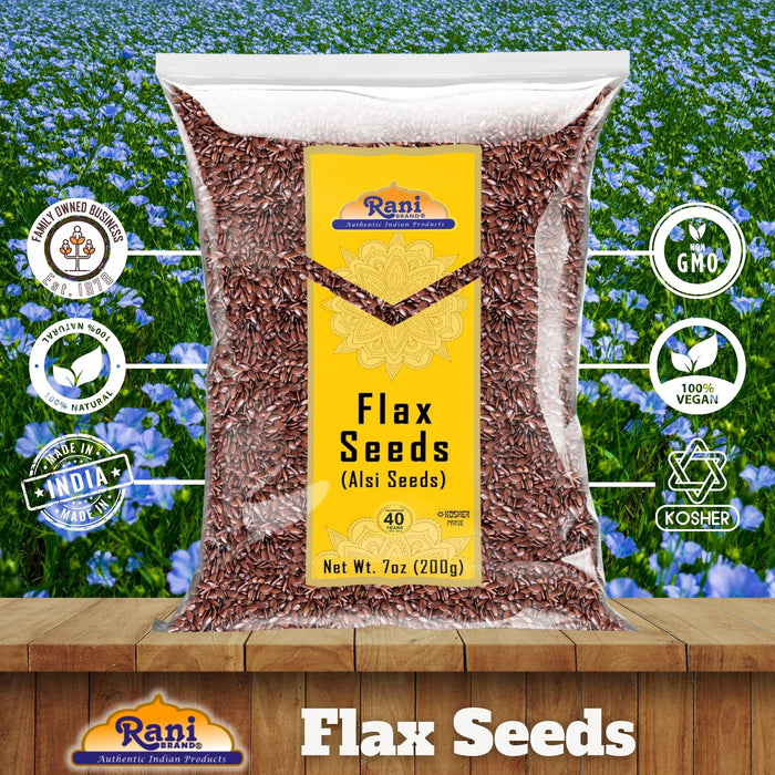 Rani Flax Seeds Whole Raw (Alsi, Linum usitatissimum) 7oz (200g) ~ All Natural | Gluten Friendly | Non-GMO | Kosher | Vegan | Product of USA