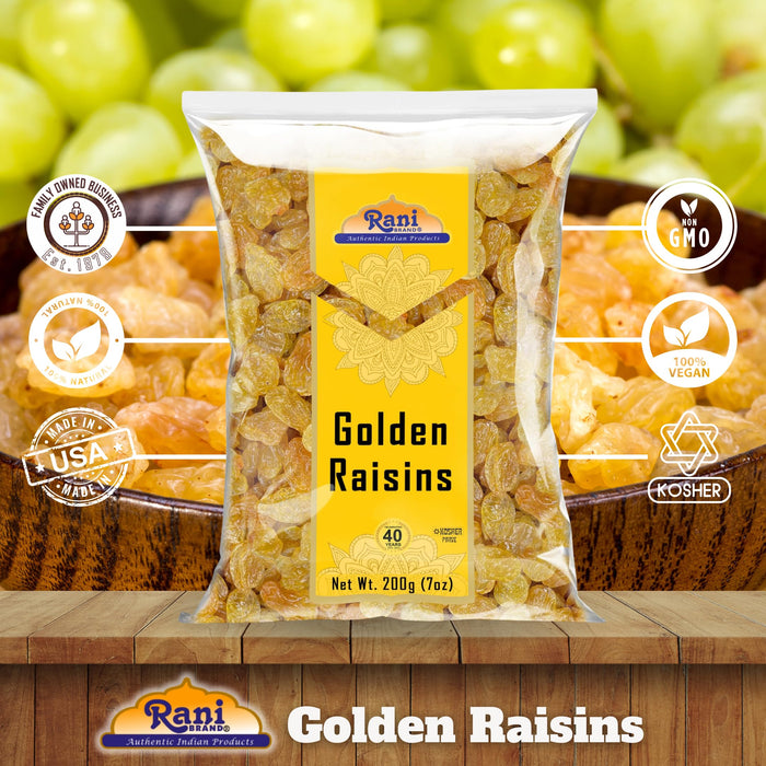 Rani Golden Raisins 7oz (200g) ~ All Natural | Gluten Friendly | NON-GMO | Kosher | Vegan | Indian Origin