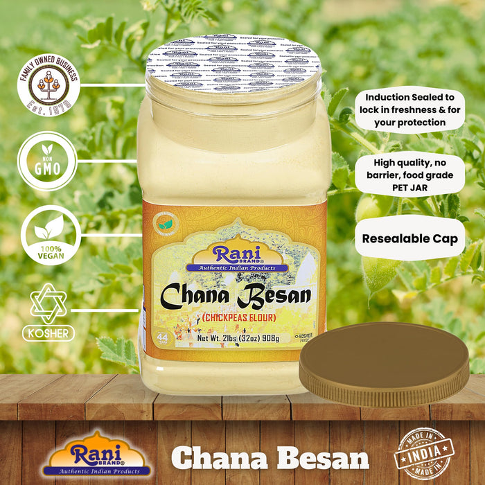 Rani Chana Besan - Chickpeas Flour, Gram 32oz (2lbs) 908g PET Jar ~ All Natural | Vegan | Gluten Friendly | NON-GMO | Kosher | Indian Origin