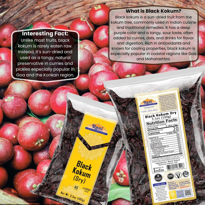 Rani Black Kokum (Dry) Garcinia Indica 3.5oz (100g) ~ All Natural | Gluten Friendly | Vegan | NON-GMO | Kosher | No Salt or fillers | Indian Origin