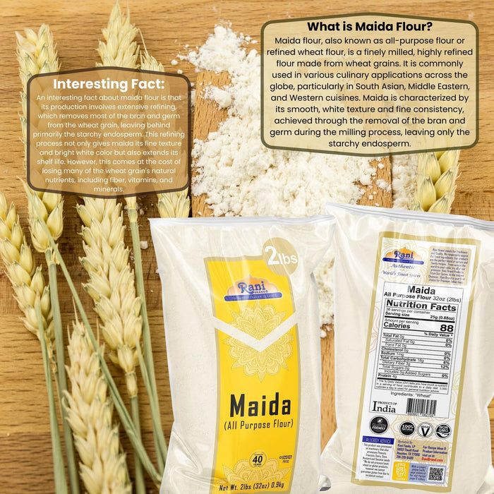 Rani Maida Flour (Indian All Purpose Flour) 32oz (2lbs) 908g Bulk ~ All Natural | Vegan | Kosher | Indian Origin