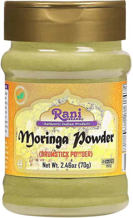 Rani Moringa Powder (Drumstick Powder) 2.46oz (70g) PET Jar ~ 100% Natural | Vegan | Gluten Friendly | NON-GMO | Kosher | No colors | Indian Origin