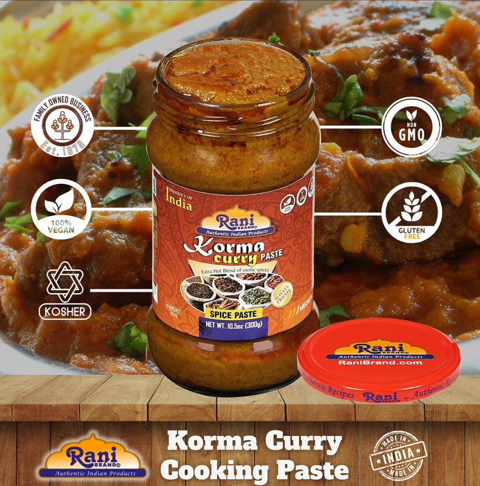 Rani Korma Curry Cooking Spice Paste 10.5oz (300g) Glass Jar, Pack of 5+1 FREE ~ No Colors | All Natural | NON-GMO | Kosher | Vegan | Gluten Free