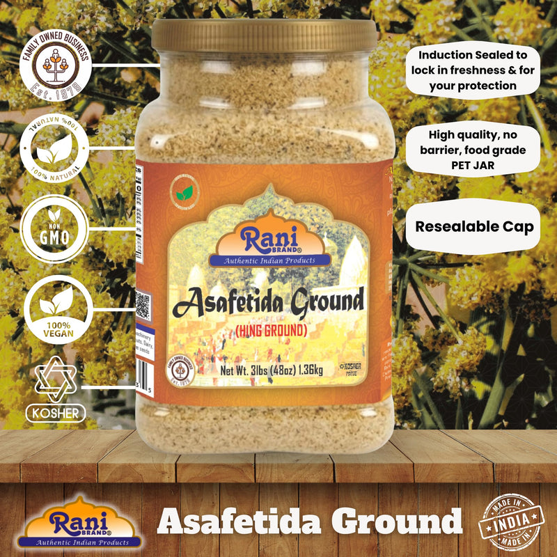 Rani Asafetida (Hing) Ground 48oz (3lbs) 1.36kg PET Jar ~ Natural | Salt Free | Vegan | NON-GMO | Best for Onion Garlic Substitute