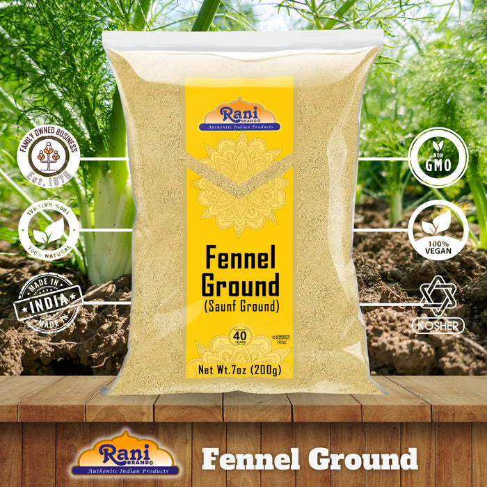 Rani Fennel Ground (Saunf) Powder Spice 7oz (200g) ~ All Natural | Gluten Friendly | NON-GMO | Kosher | Vegan | Indian Origin